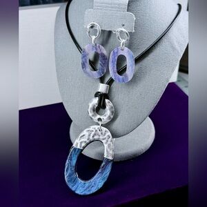 RYZE Jewelry Acrylic Matching Earring and Necklace Set Galaxy Colors